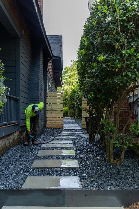 Walkway steppers slate side yard